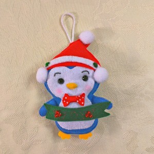 blue white penguin christmas tree decoration