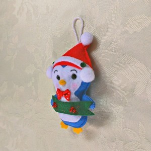 blue white penguin christmas tree decoration