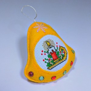 Candle in sconce christmas tree bell ornament yellow