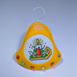 Candle in sconce christmas tree bell ornament yellow