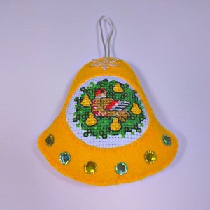 dove in a tree christmas tree bell ornament yellow