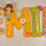 flowers themed personalized felt name banner