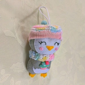 grey white penguin christmas tree decoration