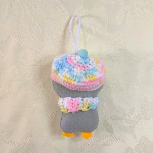 grey white penguin christmas tree decoration