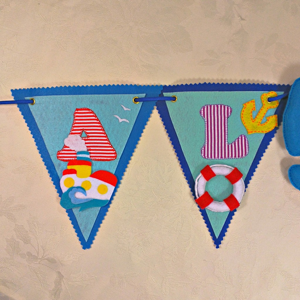 Nautical Theme Little Sailor Personalized Felt Name Garland Banner