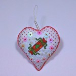 Red christmas tree cracker heart ornament
