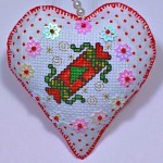 Red christmas tree cracker heart ornament