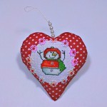 Red christmas tree snowman heart ornament
