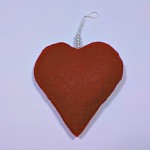 Red christmas tree snowman heart ornament back