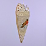 Redbird heart christmas ornament beige
