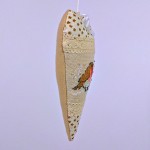 Redbird heart christmas ornament beige