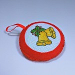 two yellow bells christmas tree round red ornament