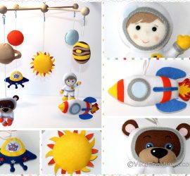 vikacreations space theme cosmonauts aliencraft rocket sun planets mobile